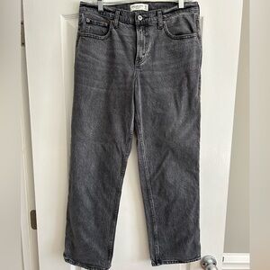 Women’s Black Washed Straight-Leg Jeans